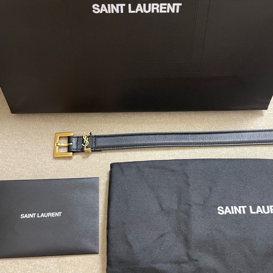 SAINT LAURENT皮革腰帶YSL皮帶 寬2公分 長75公分-2