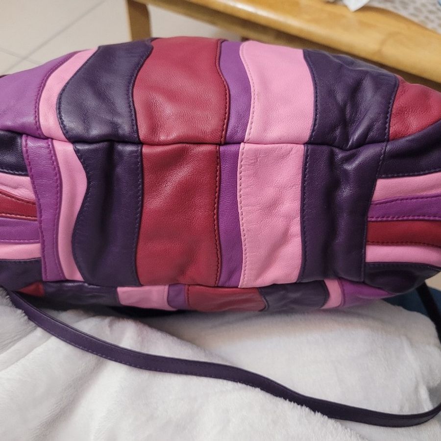 Prada BN1680 限量款Nappa Stripes小羊皮拼接雲彩包(大)-5