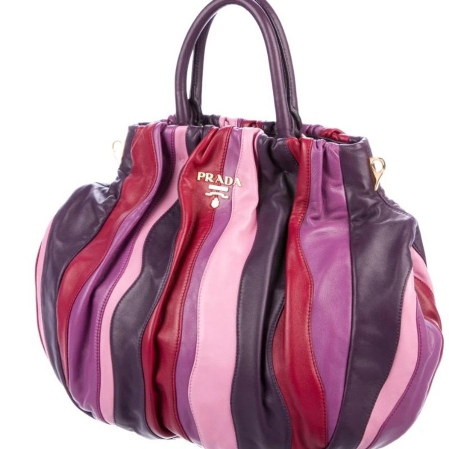 Prada BN1680 限量款Nappa Stripes小羊皮拼接雲彩包(大)-10