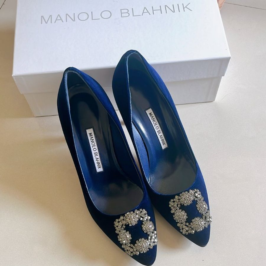 [全新現貨] Manolo Blahnik #38.5 深藍 鑽 高跟鞋 慾望城市 凱莉婚鞋-1
