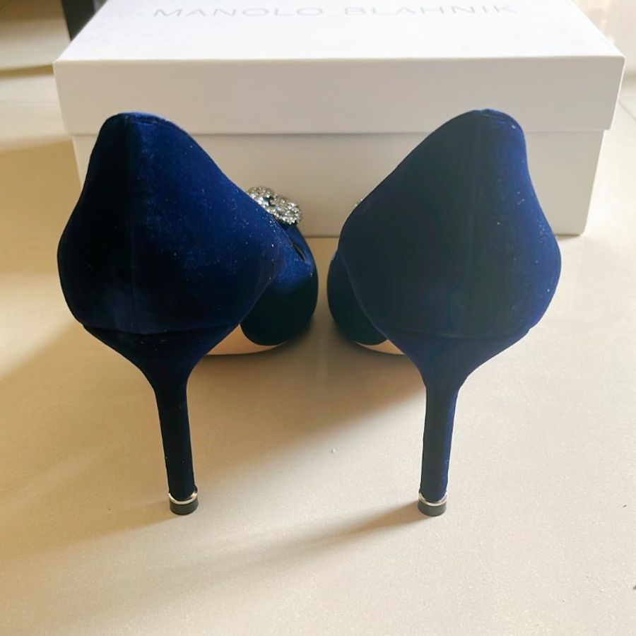 [全新現貨] Manolo Blahnik #38.5 深藍 鑽 高跟鞋 慾望城市 凱莉婚鞋-2