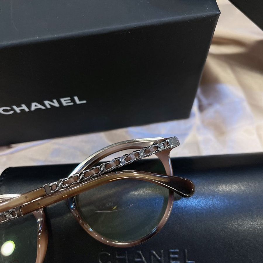 【現貨】麗睛眼鏡 Chanel【可刷卡分期】香奈兒 CH3349 琥珀色 小羊皮穿鏈 光學眼鏡 小香眼鏡 香奈兒熱賣款 小香眼鏡-0