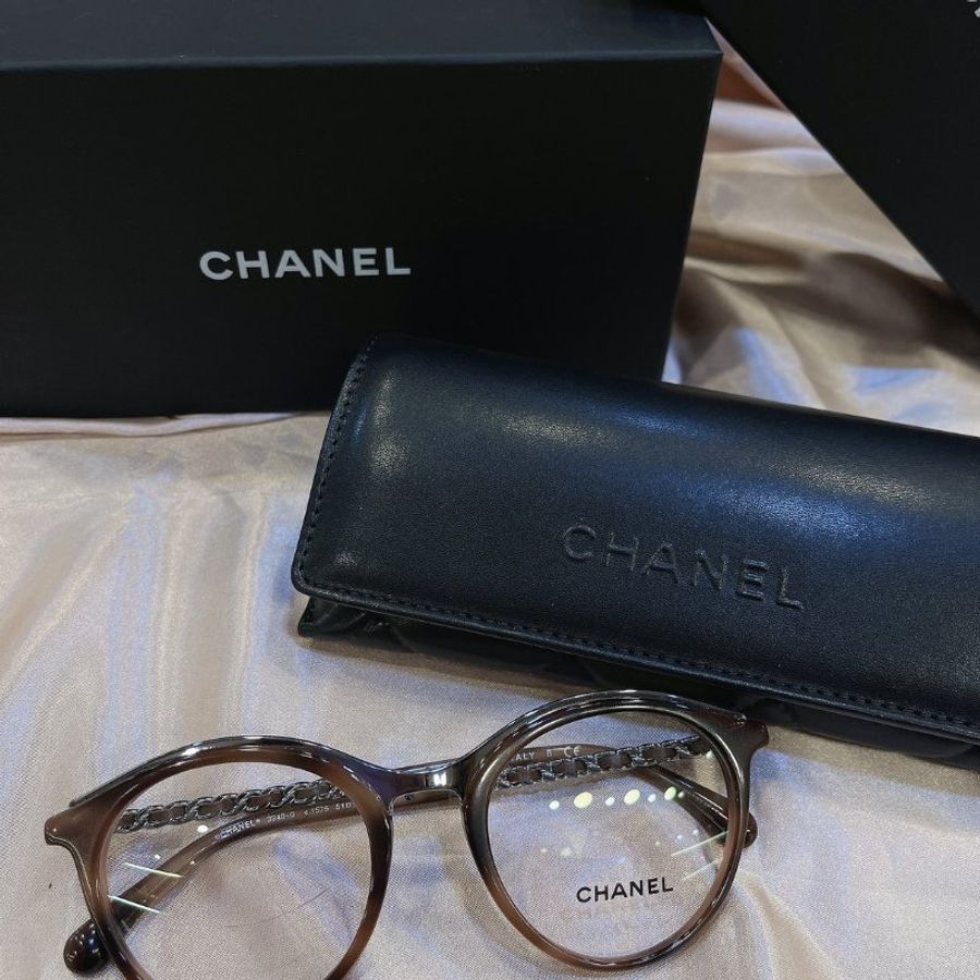 【現貨】麗睛眼鏡 Chanel【可刷卡分期】香奈兒 CH3349 琥珀色 小羊皮穿鏈 光學眼鏡 小香眼鏡 香奈兒熱賣款 小香眼鏡-4