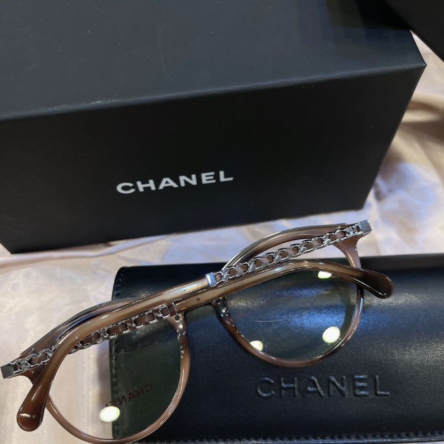 【現貨】麗睛眼鏡 Chanel【可刷卡分期】香奈兒 CH3349 琥珀色 小羊皮穿鏈 光學眼鏡 小香眼鏡 香奈兒熱賣款 小香眼鏡-11