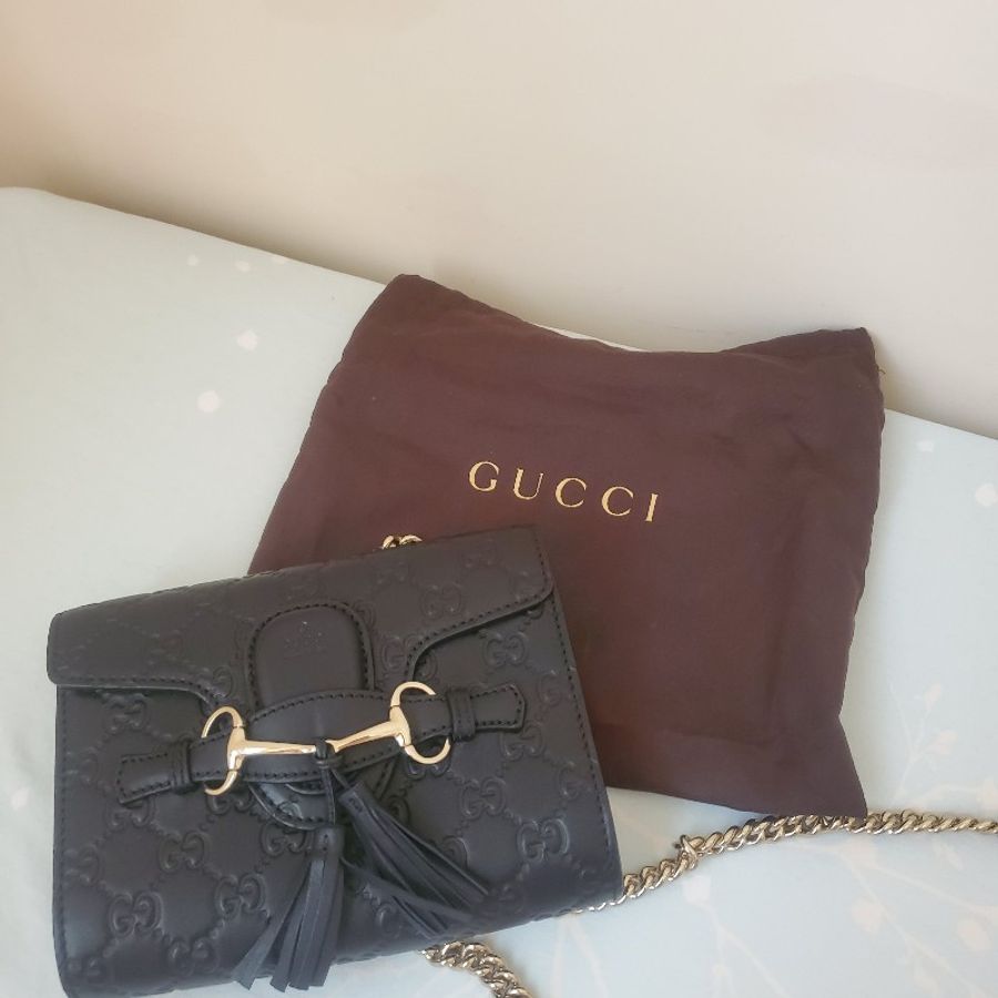 Gucci 黑色logo肩背小包 小廢包-0
