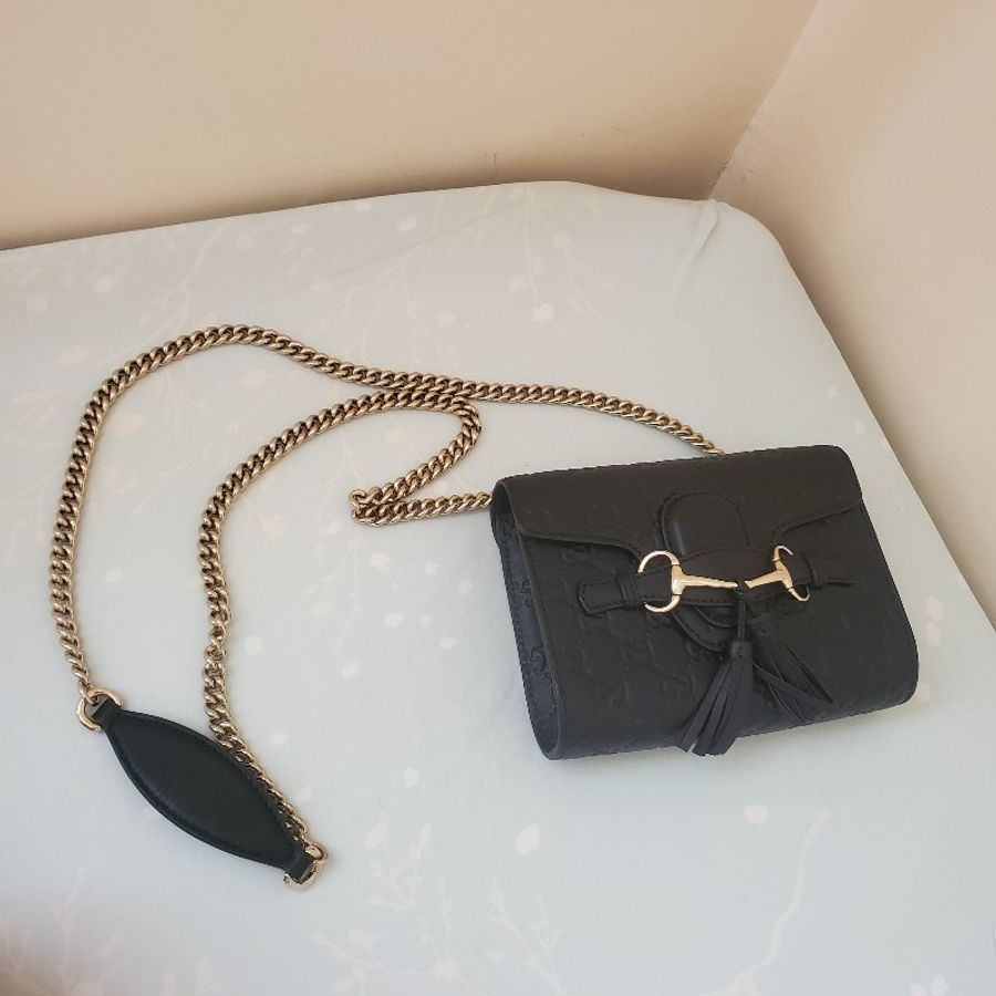Gucci 黑色logo肩背小包 小廢包-4