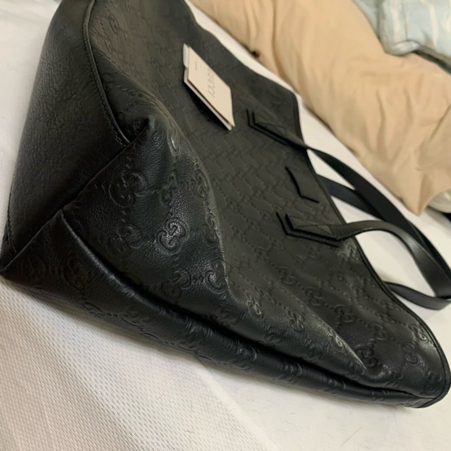Gucci 皮革刻紋大 黑色托特包-2