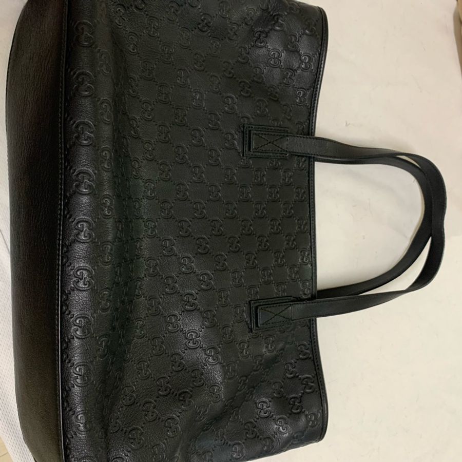 Gucci 皮革刻紋大 黑色托特包-3