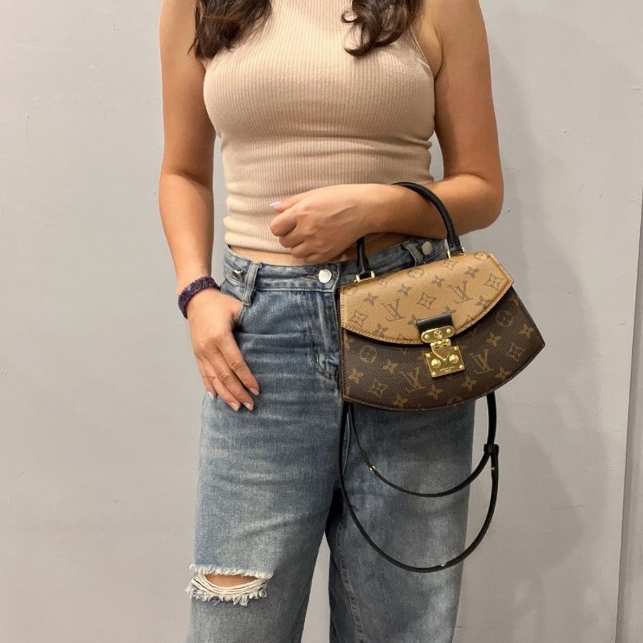 Louis Vuitton LV 字紋雙拼色TILSITT 扇形包/二用包/斜背包/手提包-10