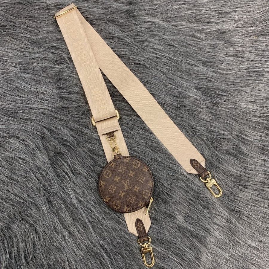 Louis Vuitton LV 寬版布面背帶附圓形零錢包/肩帶/配件-0