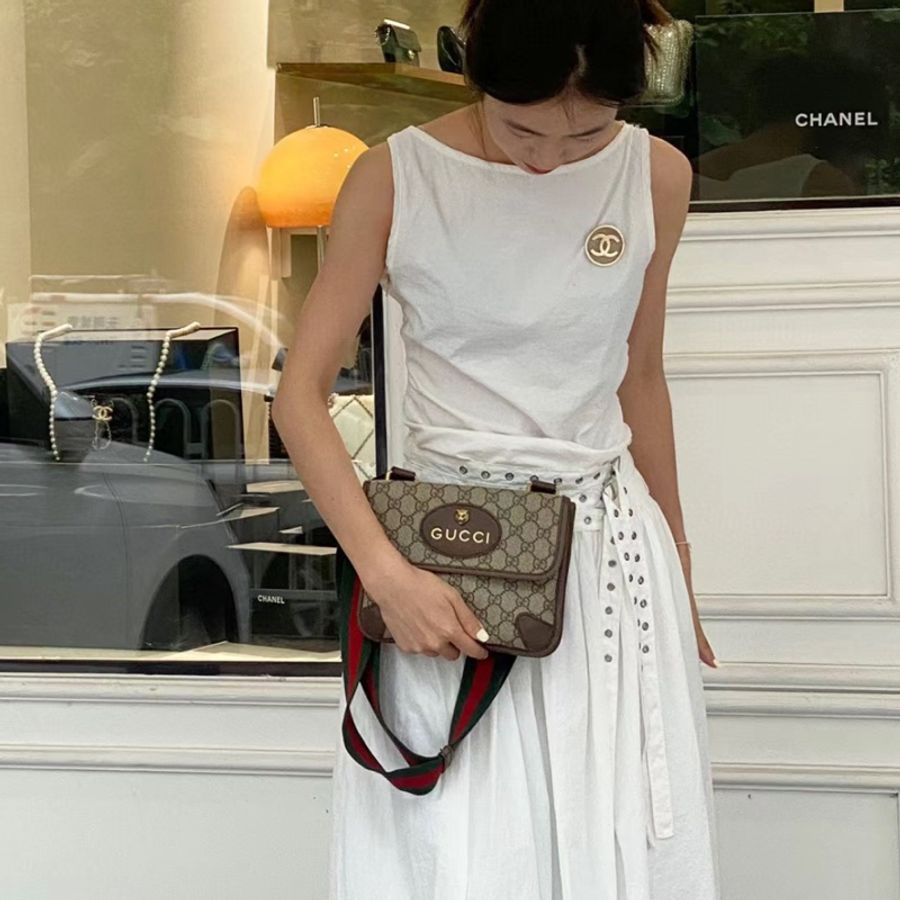 Gucci 501050老花PVC虎頭郵差斜背包Neo Vintage-6