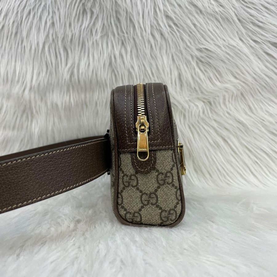 Gucci 517076經典老花PVC貓眼綠紅綠織帶腰包Ophidia GG Supreme-1