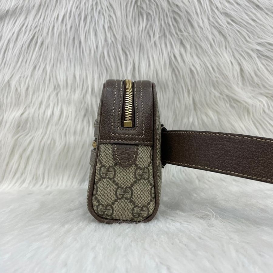 Gucci 517076經典老花PVC貓眼綠紅綠織帶腰包Ophidia GG Supreme-3