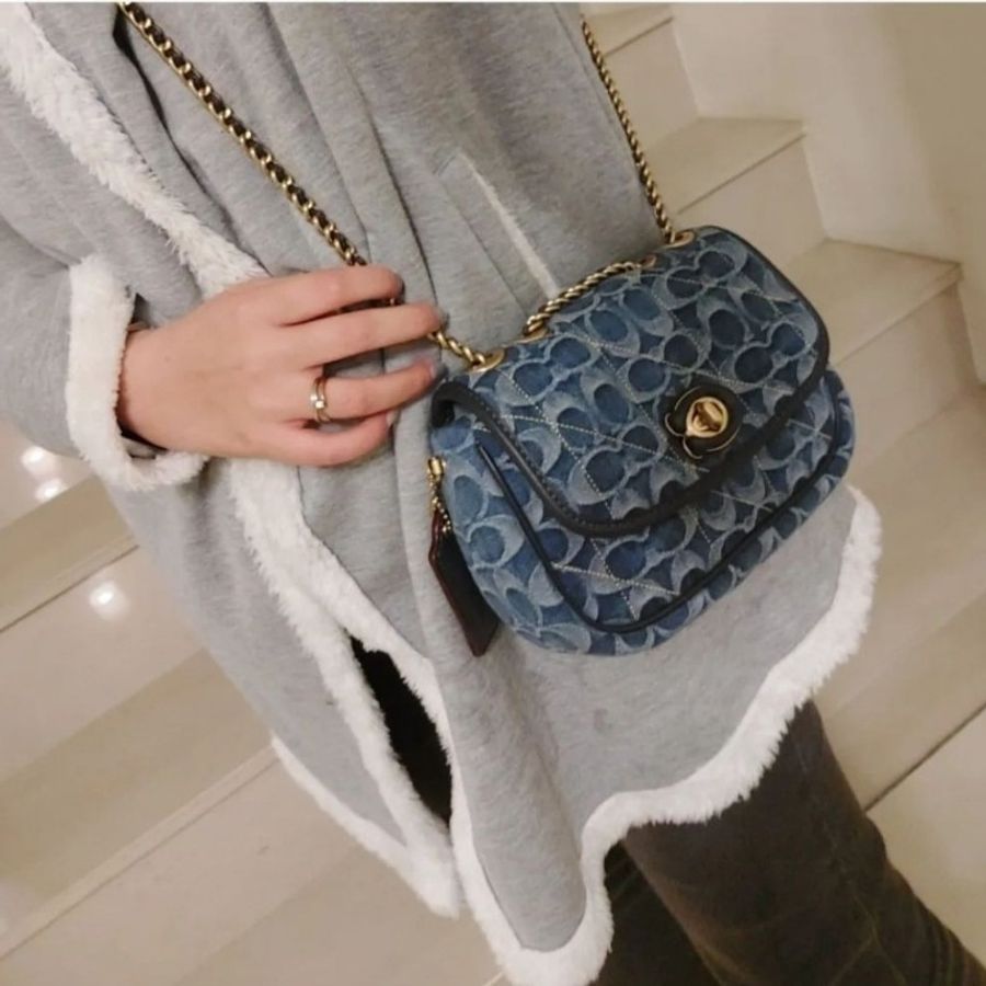 coach 香布蕾 牛仔布 經典 老花 包包 精品 專櫃 正品 側背 肩背 斜揹-1