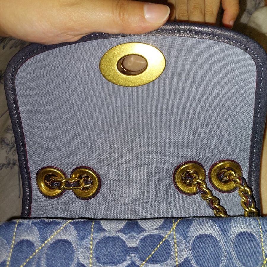 coach 香布蕾 牛仔布 經典 老花 包包 精品 專櫃 正品 側背 肩背 斜揹-10