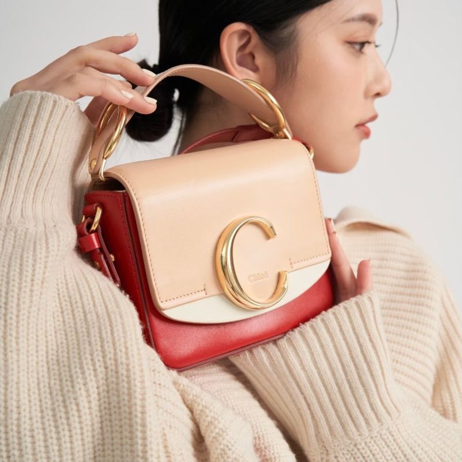Chloé C Bag 莓果拼色-3