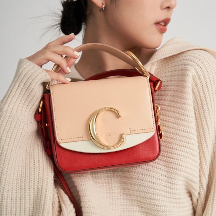 Chloé C Bag 莓果拼色-4