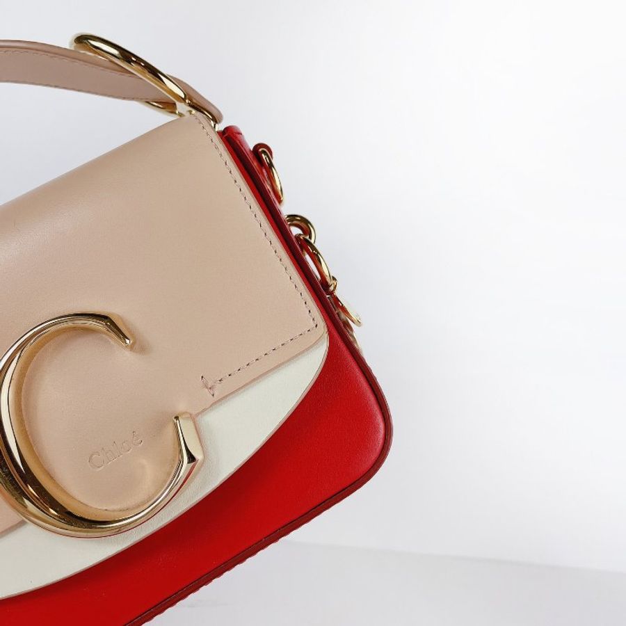 Chloé C Bag 莓果拼色-10