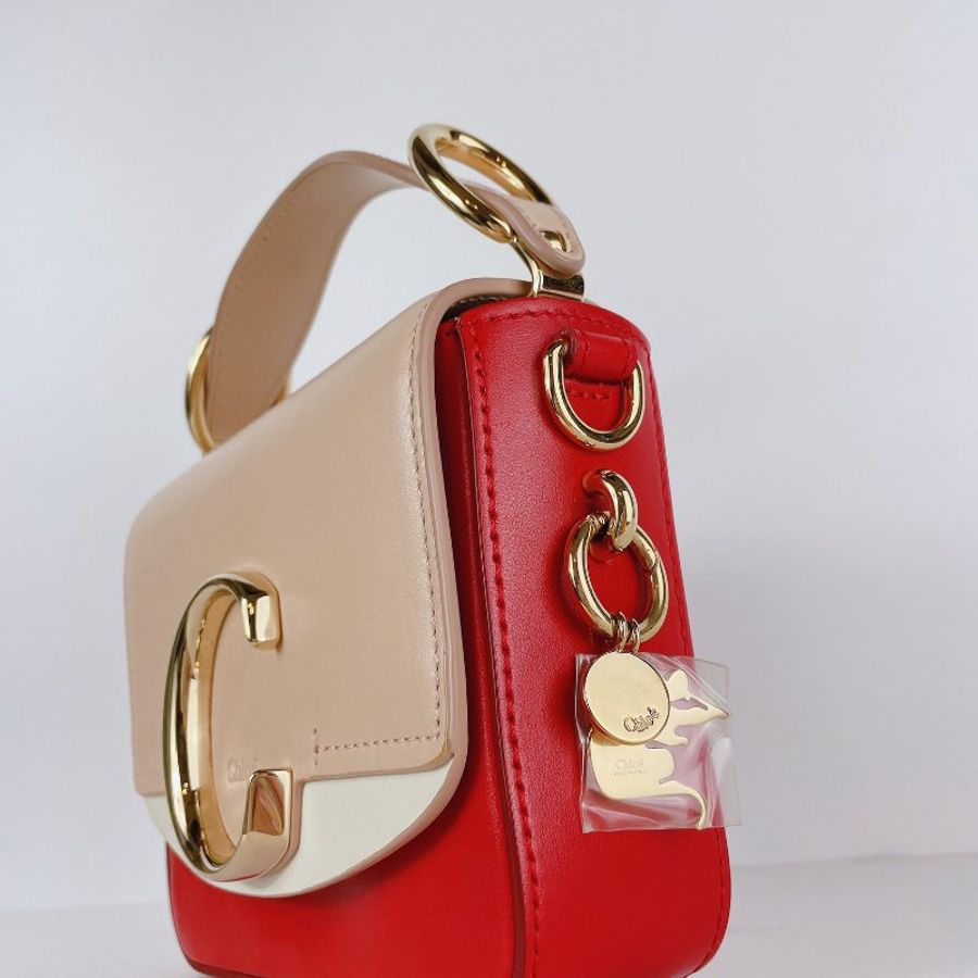 Chloé C Bag 莓果拼色-12