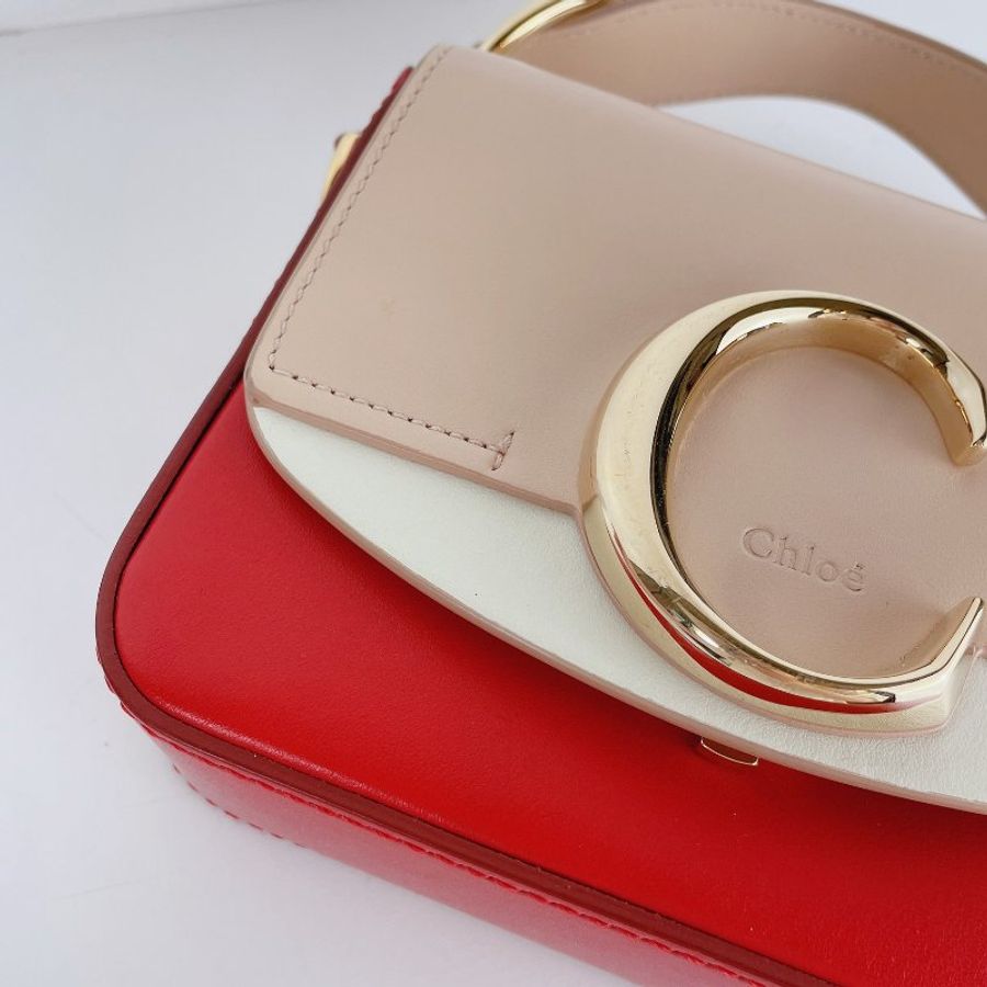 Chloé C Bag 莓果拼色-13