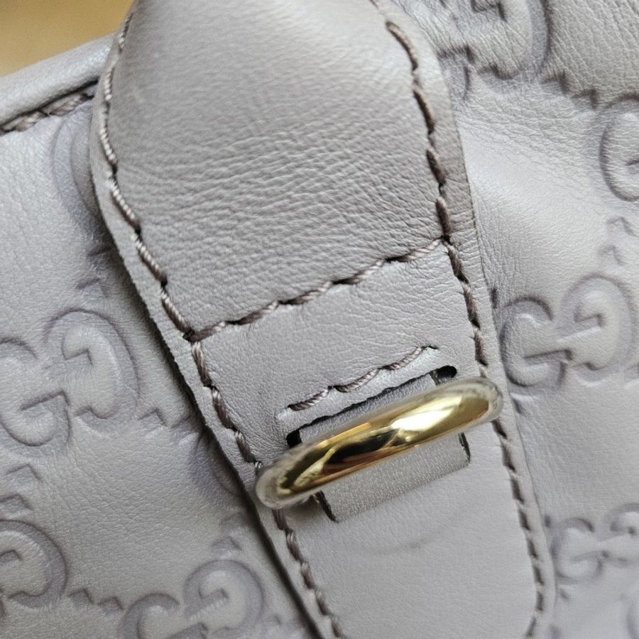 GUCCI 古馳 LOGO雙G壓紋 灰紫色牛皮壓紋托特包 可手提可肩背 愛心竹節馬銜吊飾 可當媽媽包 已絕版-48