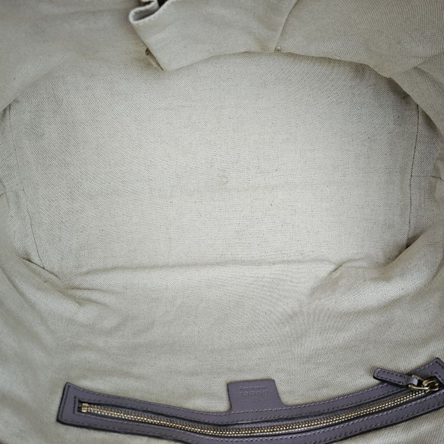 GUCCI 古馳 LOGO雙G壓紋 灰紫色牛皮壓紋托特包 可手提可肩背 愛心竹節馬銜吊飾 可當媽媽包 已絕版-58