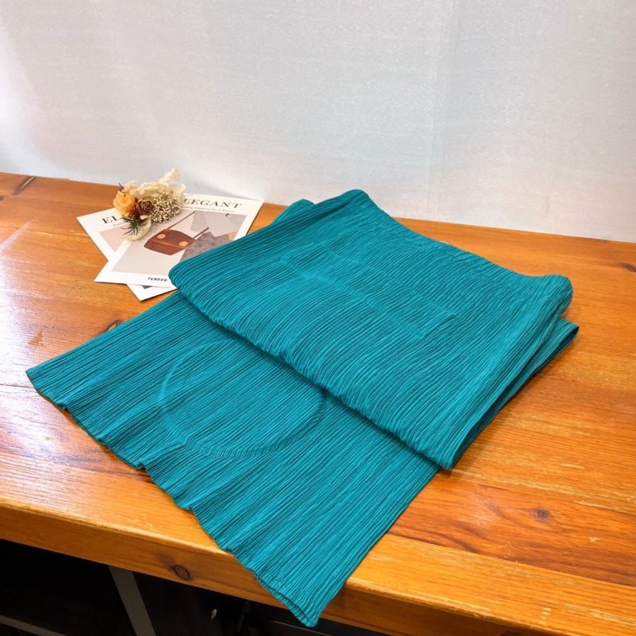 ISSEY MIYAKE 三宅一生 綠色皺褶長方形橢圓形/裙子/長裙/服飾-0