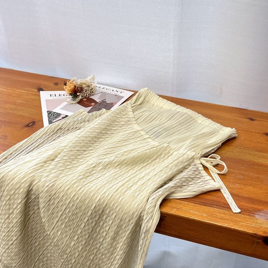 ISSEY MIYAKE 三宅一生 PP米黃色二片裙子/長裙/服飾 2號-0