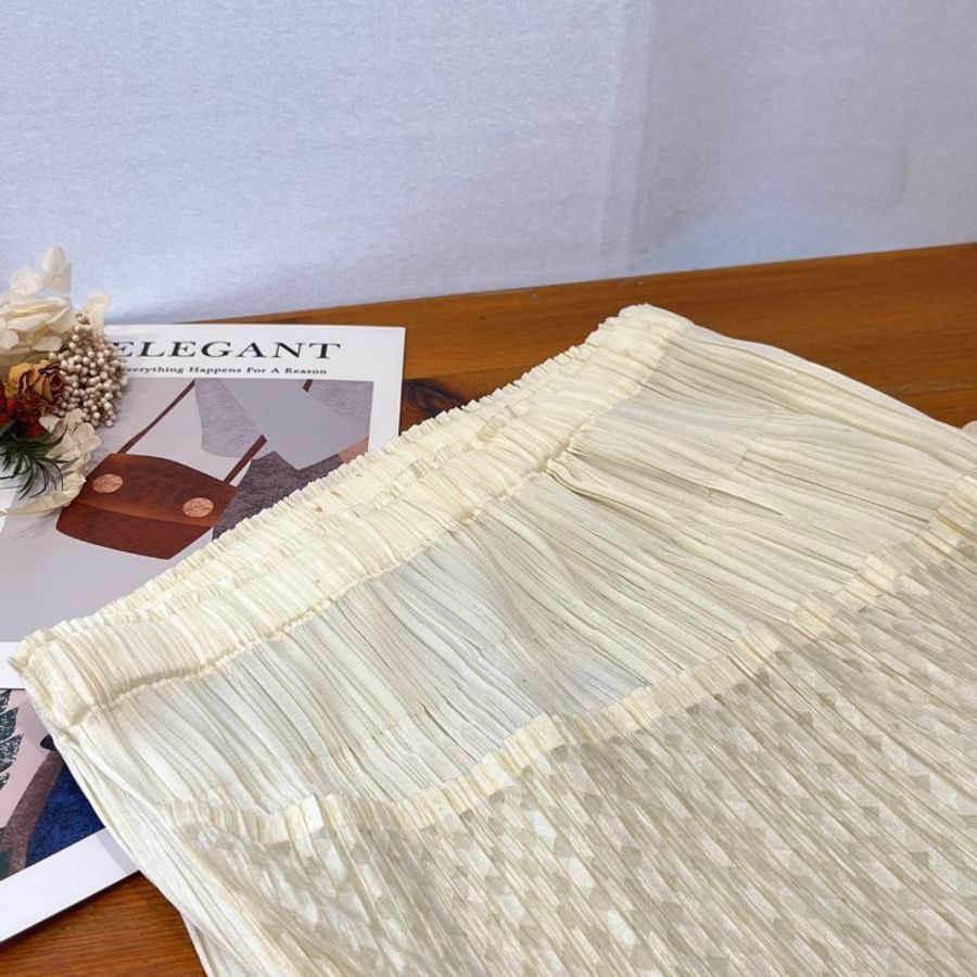 ISSEY MIYAKE 三宅一生 PP米黃色二片裙子/長裙/服飾 2號-2
