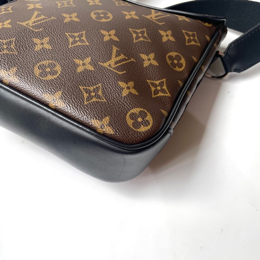 Louis Vuitton 原花黑色皮革滾邊斜背包 M56717-10