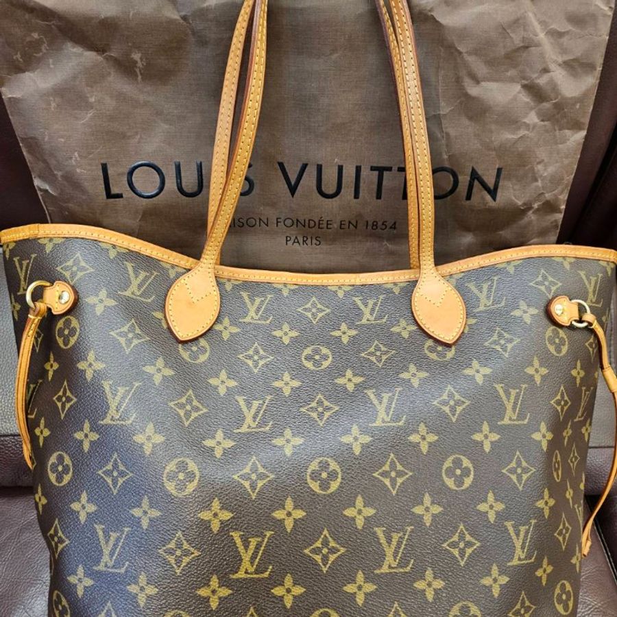 LV never full 中號購物包 經典不敗老花款 可當媽媽包-0