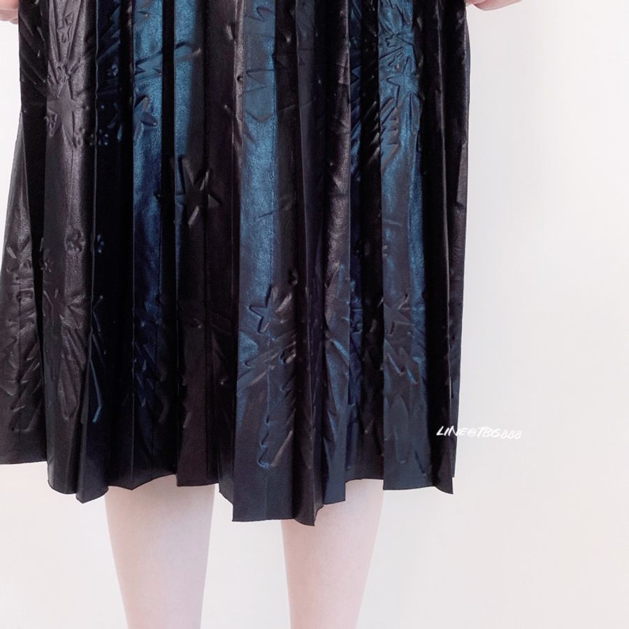 MSGM 壓紋百褶長皮裙-4