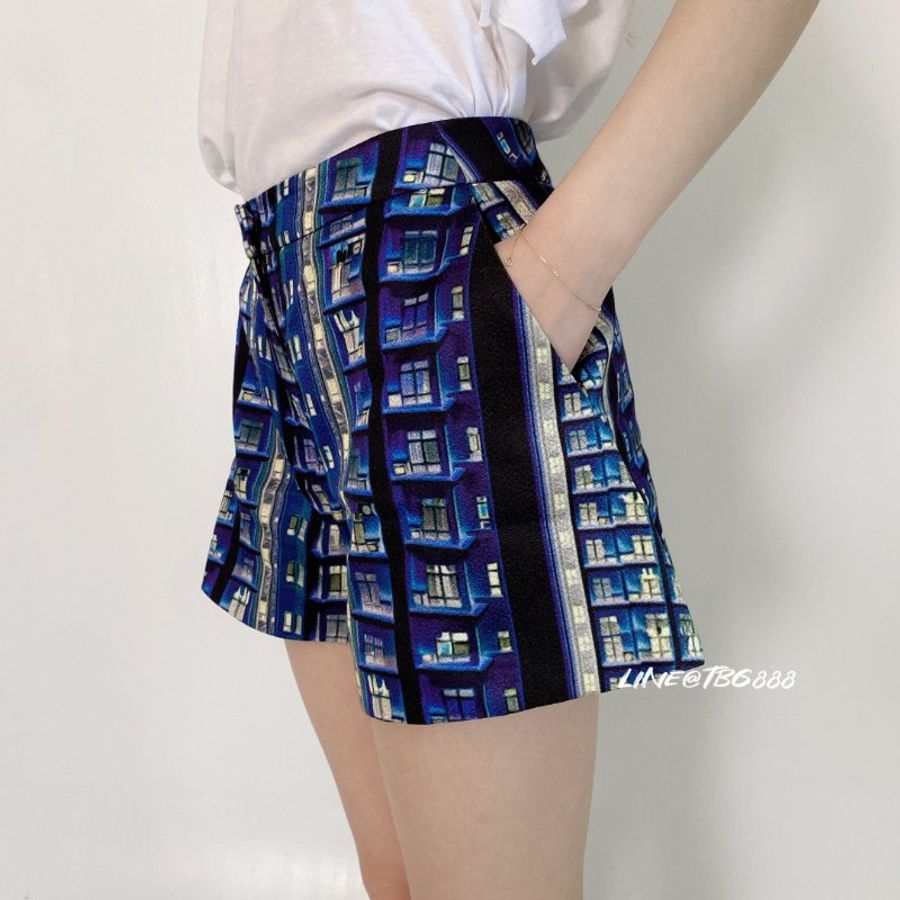 MARY KATRANZOU 大樓印花100%桑蠶絲材質短褲-3