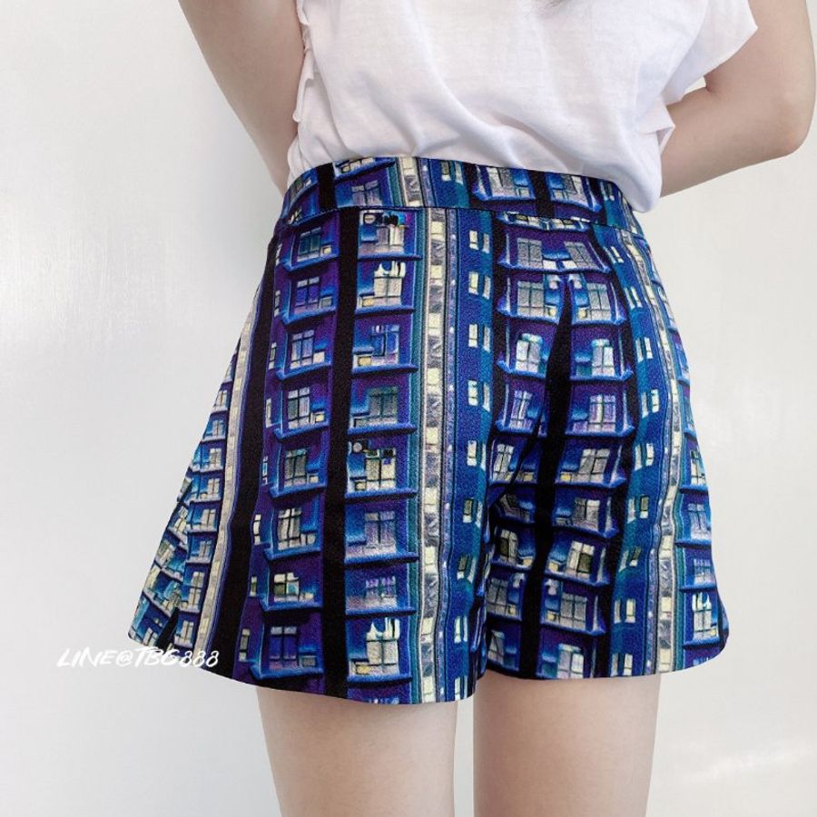 MARY KATRANZOU 大樓印花100%桑蠶絲材質短褲-7