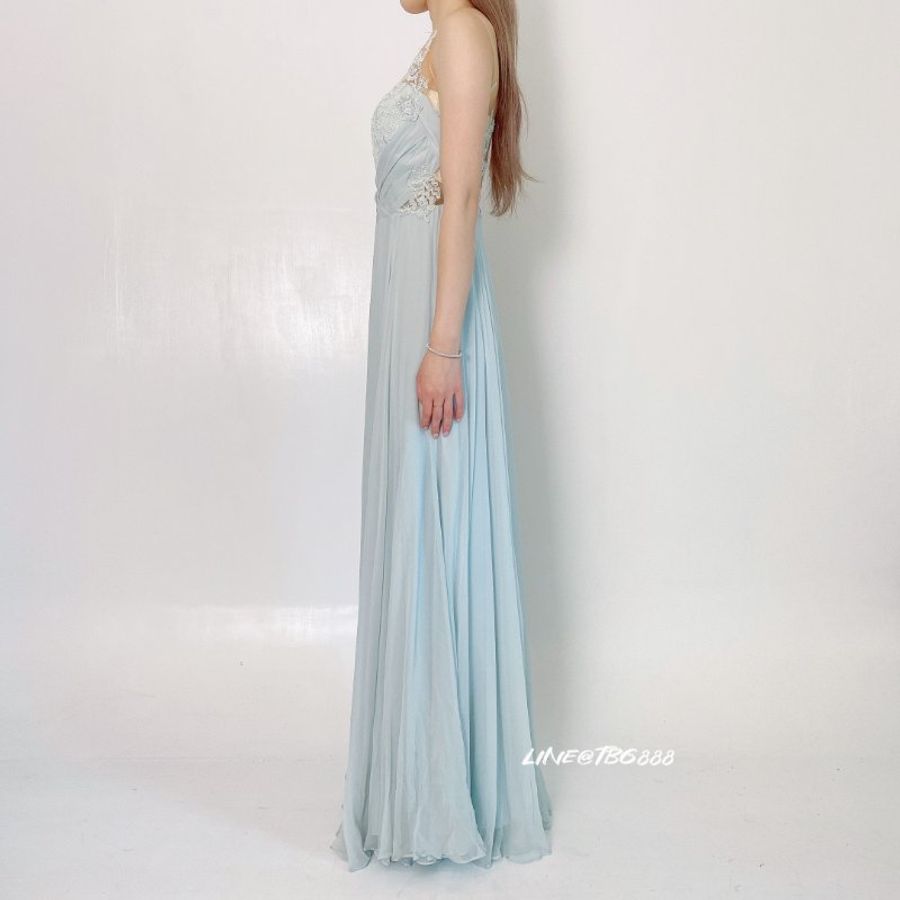 Marchesa Notte 刺繡水藍長洋裝-1