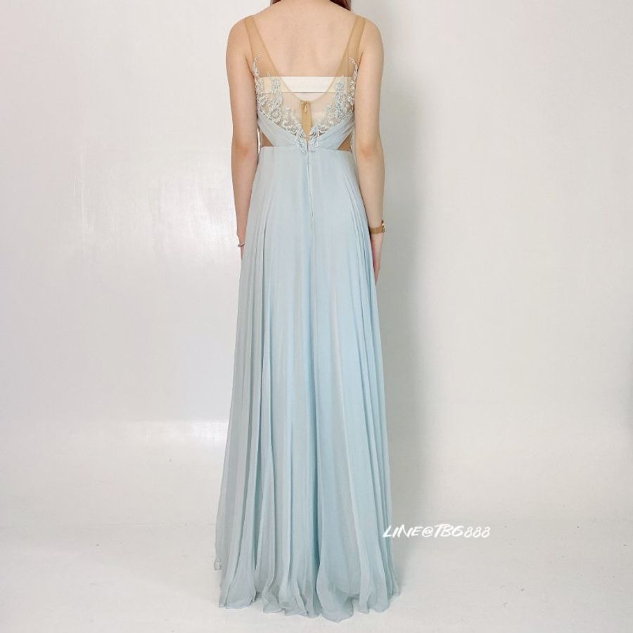 Marchesa Notte 刺繡水藍長洋裝-2