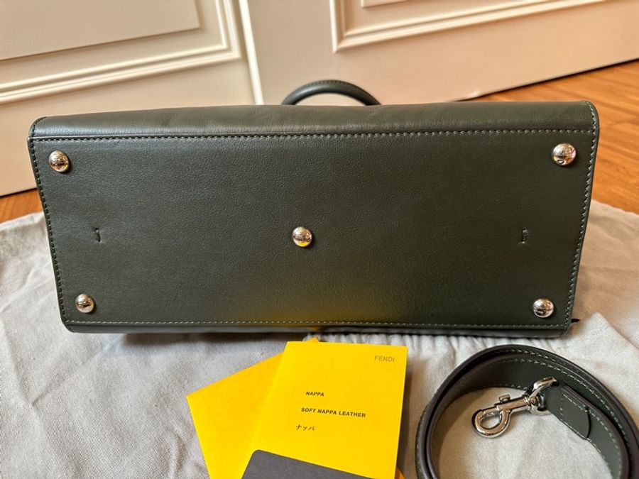 Fendi 2JOURS mini vitello肩背包墨綠拼粉公事包-3