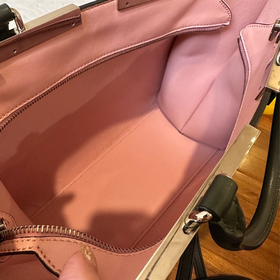 Fendi 2JOURS mini vitello肩背包墨綠拼粉公事包-6