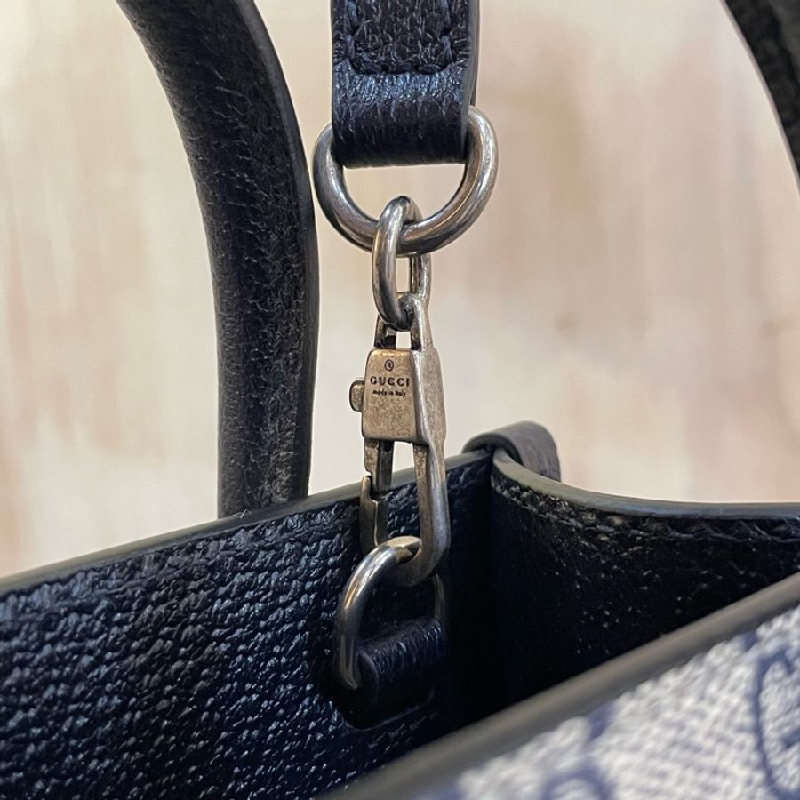 Gucci 671623深藍皮革老花GG迷你兩用斜背包 琴譜包*-12