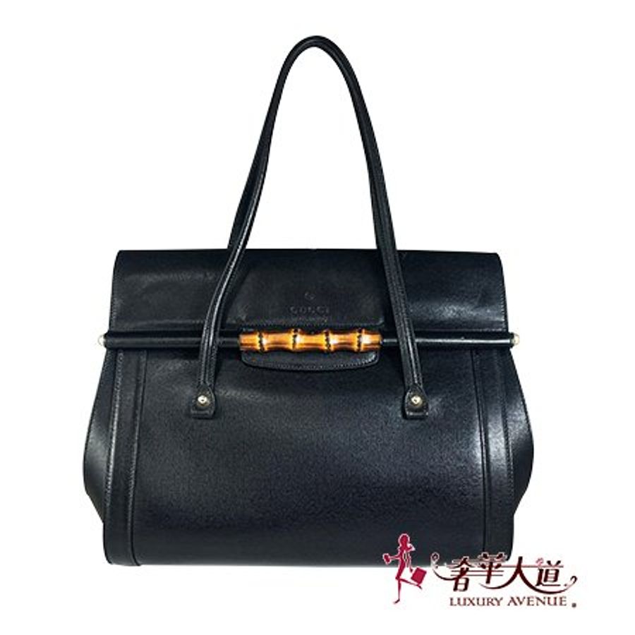 已售出* GUCCI黑色牛皮竹節肩背包 338987-0