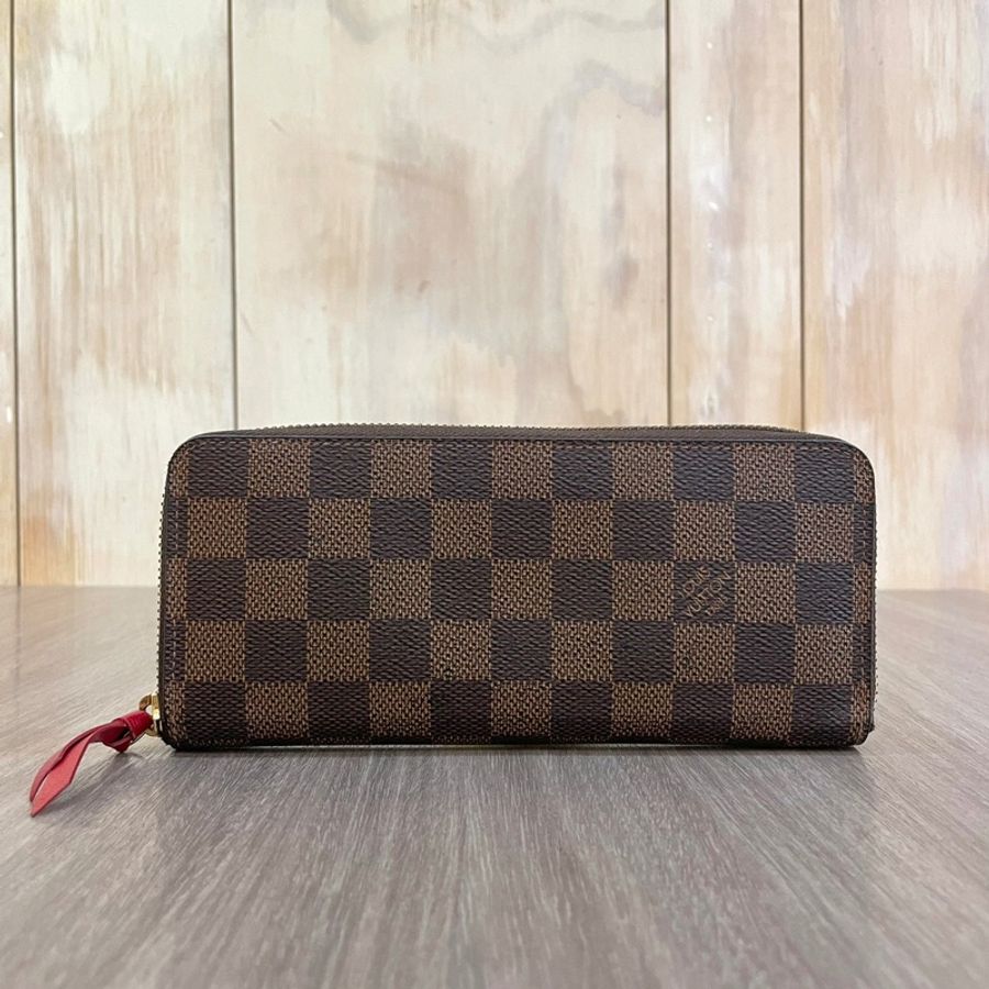 Louis Vuitton N60534棋盤格紅內裡Clemence拉鍊長夾-0
