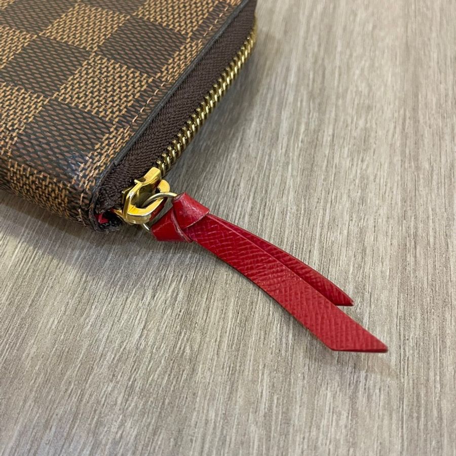 Louis Vuitton N60534棋盤格紅內裡Clemence拉鍊長夾-10