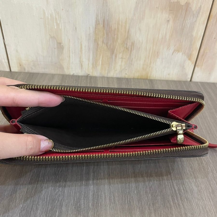 Louis Vuitton N60534棋盤格紅內裡Clemence拉鍊長夾-13