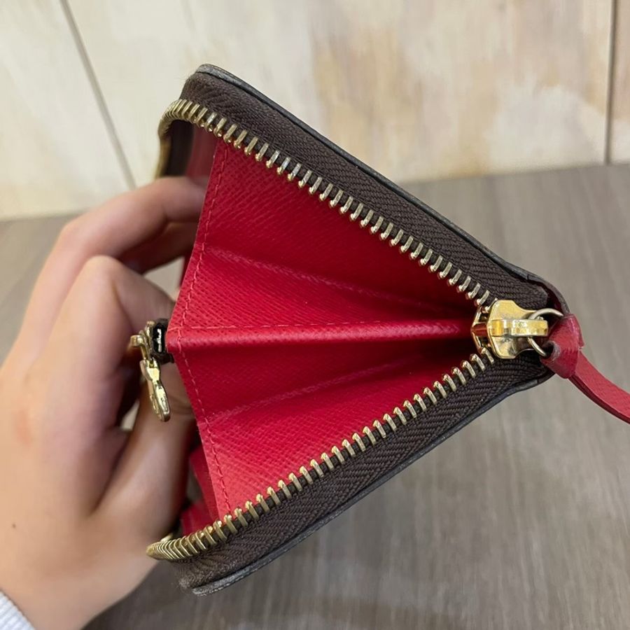 Louis Vuitton N60534棋盤格紅內裡Clemence拉鍊長夾-14