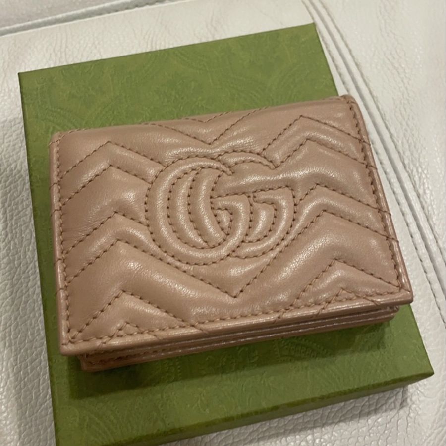 👝 Gucci Marmont 馬夢 近全新 短夾 有零錢袋 奶茶 皮夾 氣質 大地色 對折短夾 錢包👝-5
