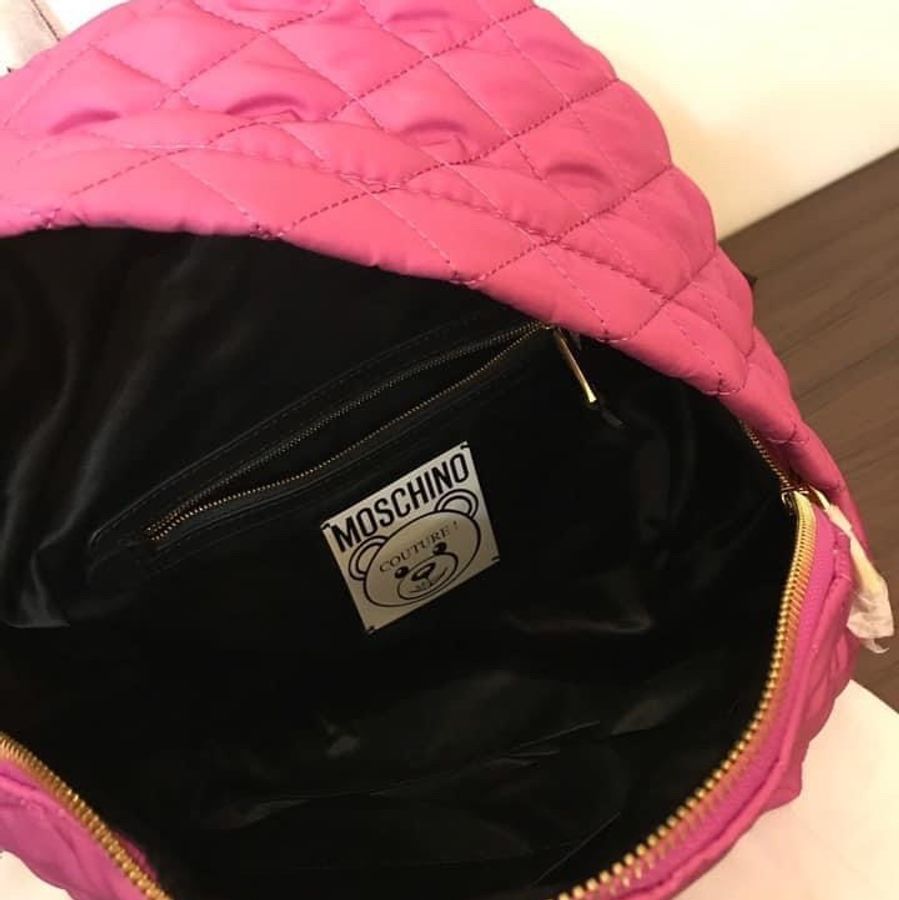 🐻Moschino珠寶皇冠小熊菱格車縫後背包-7