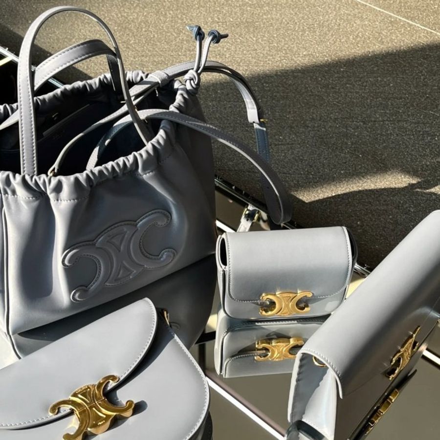 Celine 111013 Cuir Triomphe 凱旋門小款索繩包 藍灰色/當季熱門新品 下單前請先詢問-2