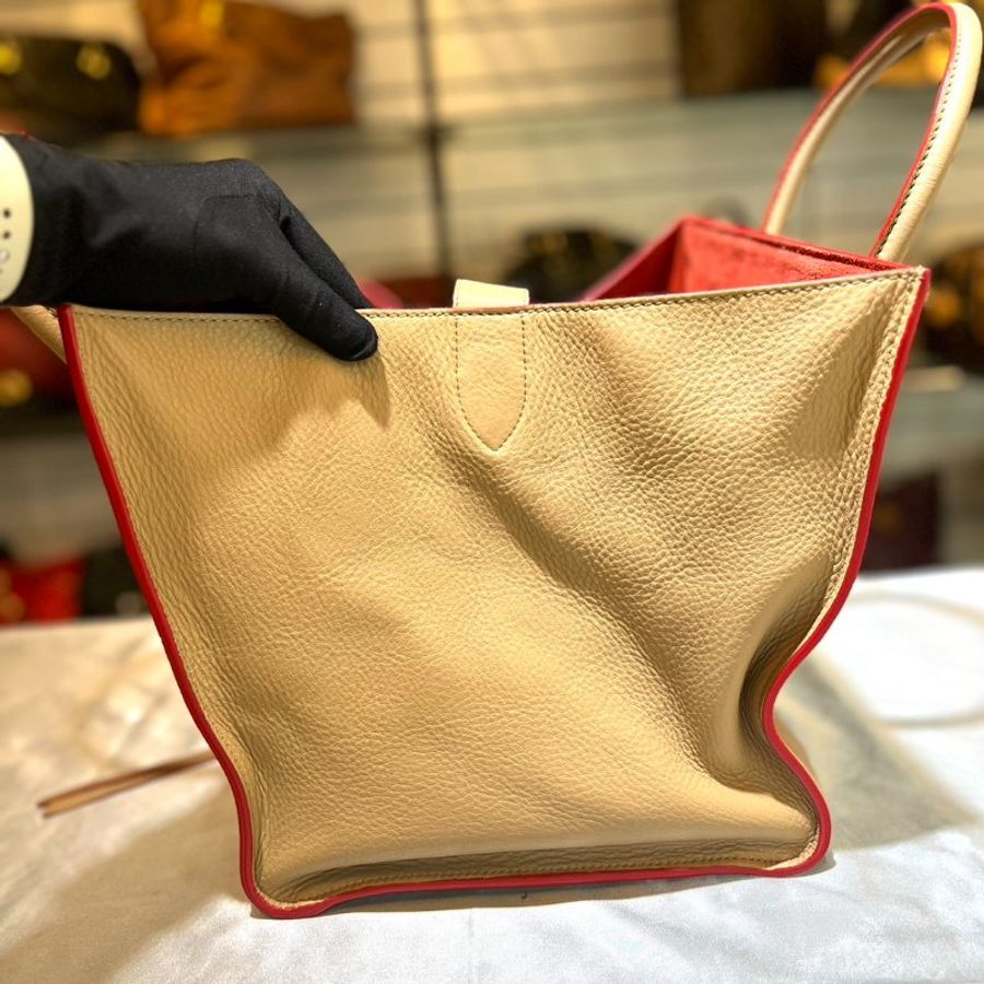 [舊愛新歡] CELINE 焦糖色敲打小牛皮迷你型LUGGAGE冏包-6