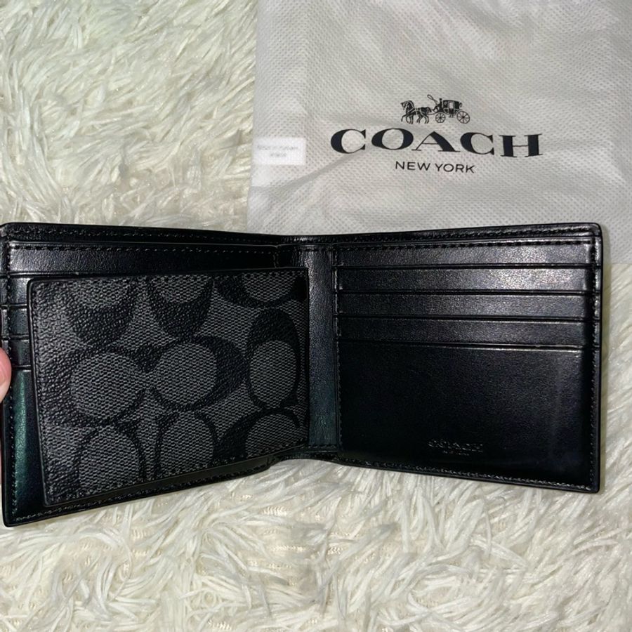 COACH 滿版老花短皮夾 經典黑(F74993)-2