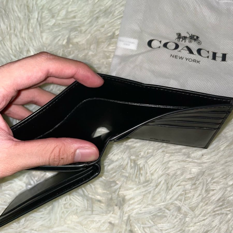COACH 滿版老花短皮夾 經典黑(F74993)-4